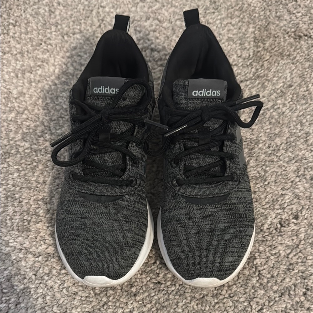Like new Adidas Black and White Athletic Shoes with Knit Fabric